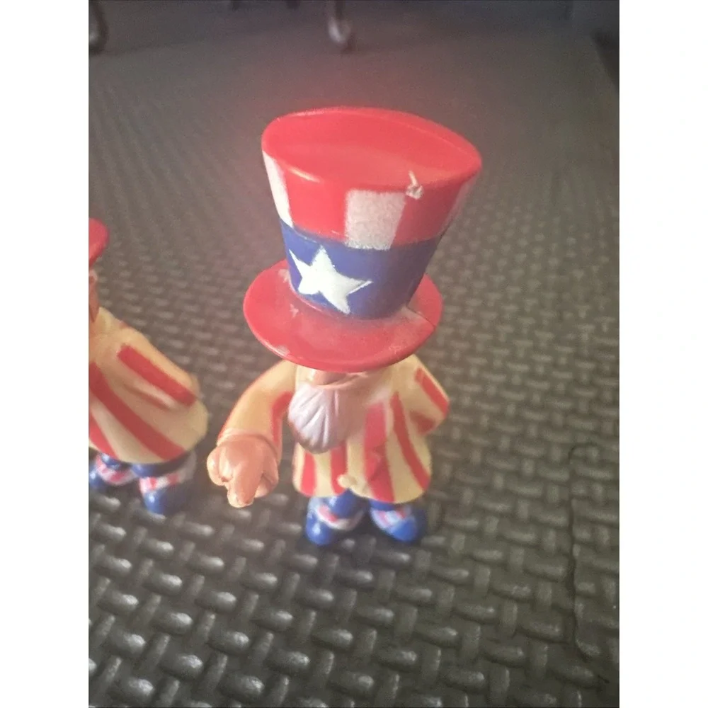 2 Vintage Wilton Patriotic Cake Topper  4th of July Uncle Sam Bobbleheads